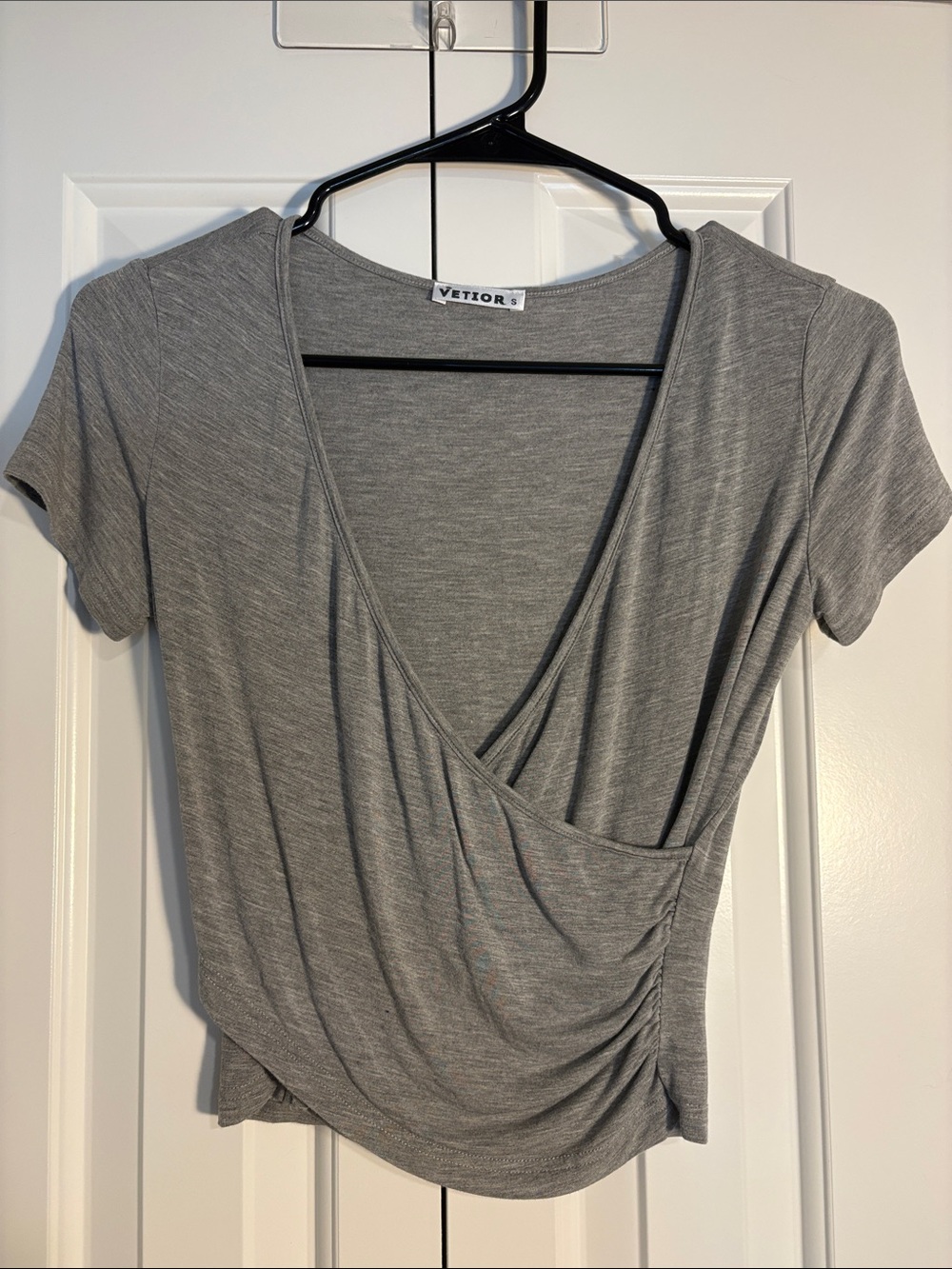 Gray Wrap-Front Crop Top